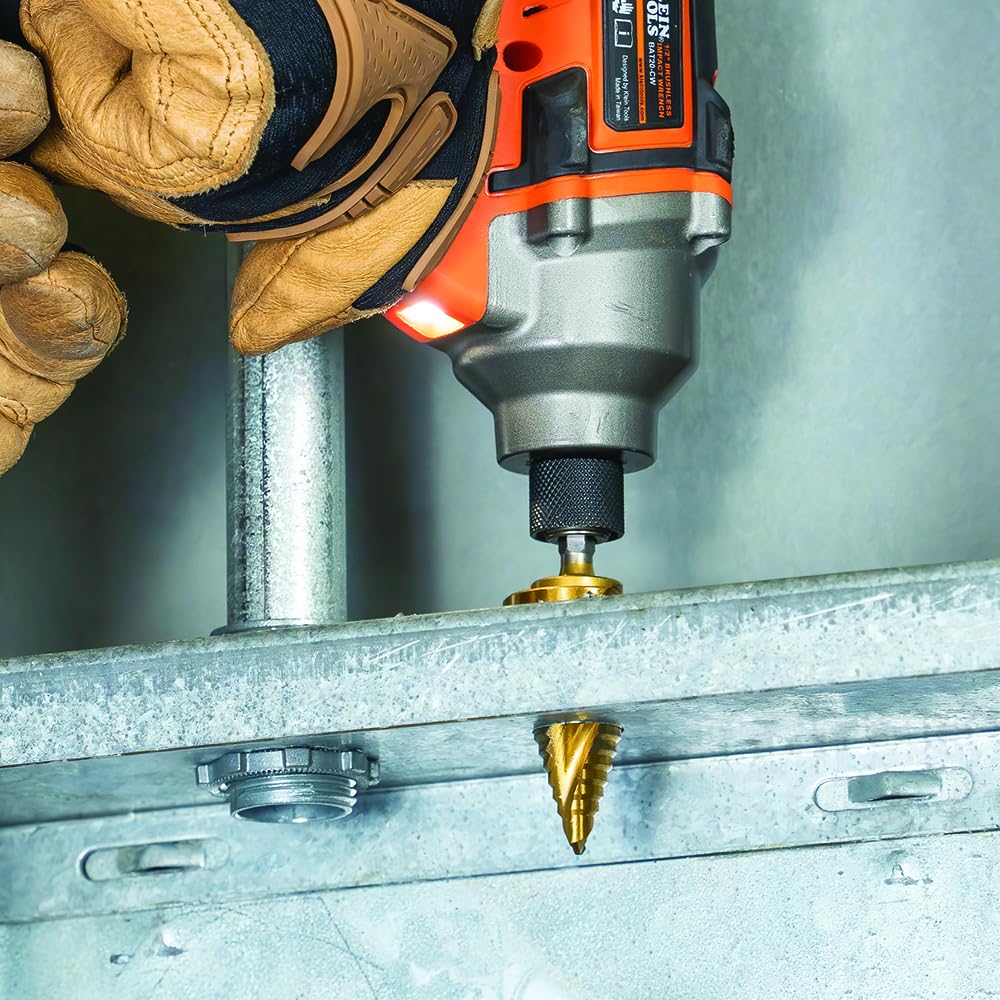 Klein Tools 25951 - Juego de brocas para electricista, doble estriado, revestimiento de nitruro de titanio, vástago de impacto de 1/4 pulgadas, caja, 3 piezas