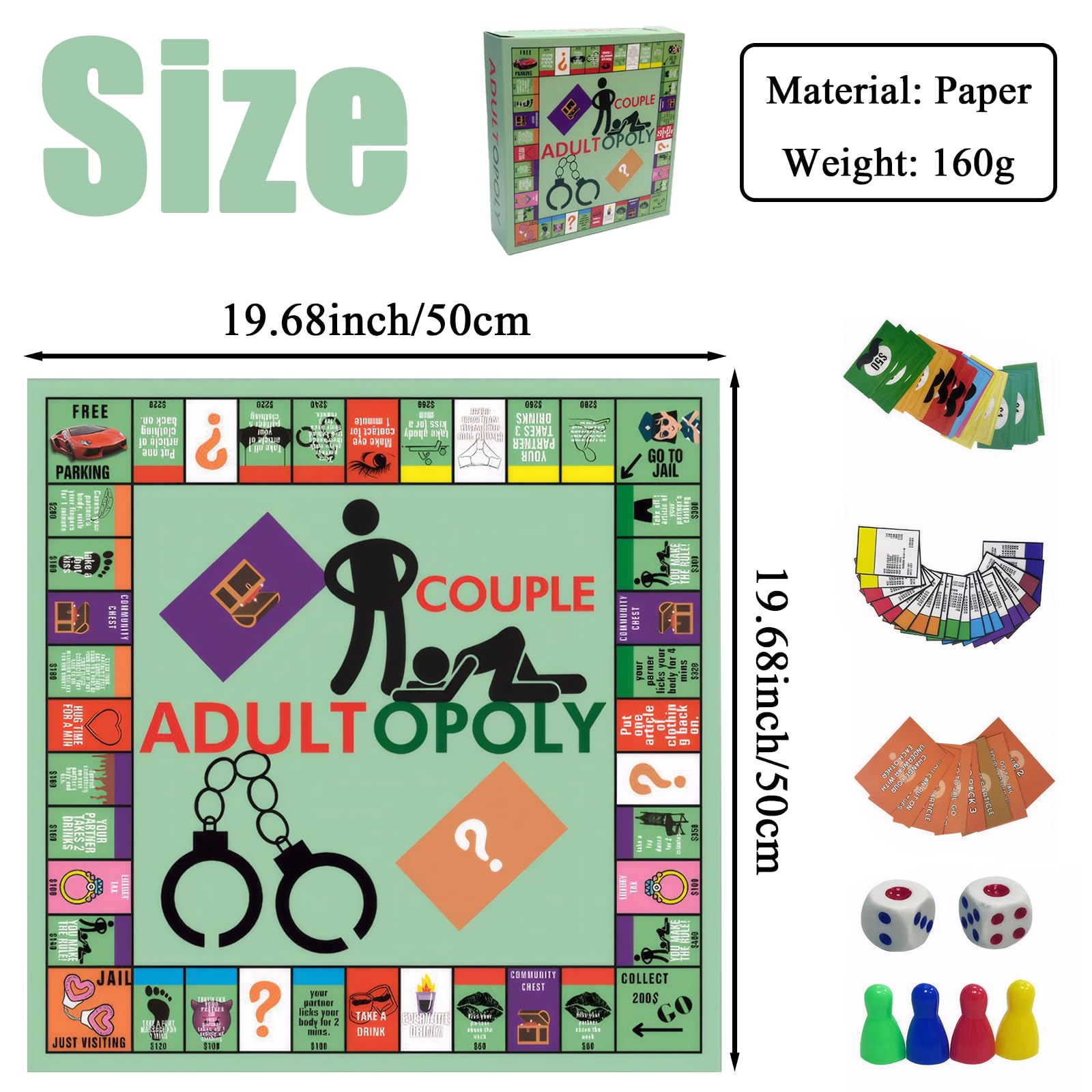 Adultopoly Board Game for Couples, Fun Date Night Monopoly Board Game with Conversation Cards - Image 2