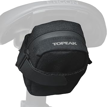 Topeak Elementa Seatbag Compact Under-Saddle Bike Bag Black, Size S, 0.3L Capacity, Hook & Loop Mount, 1000D Polyester Construction