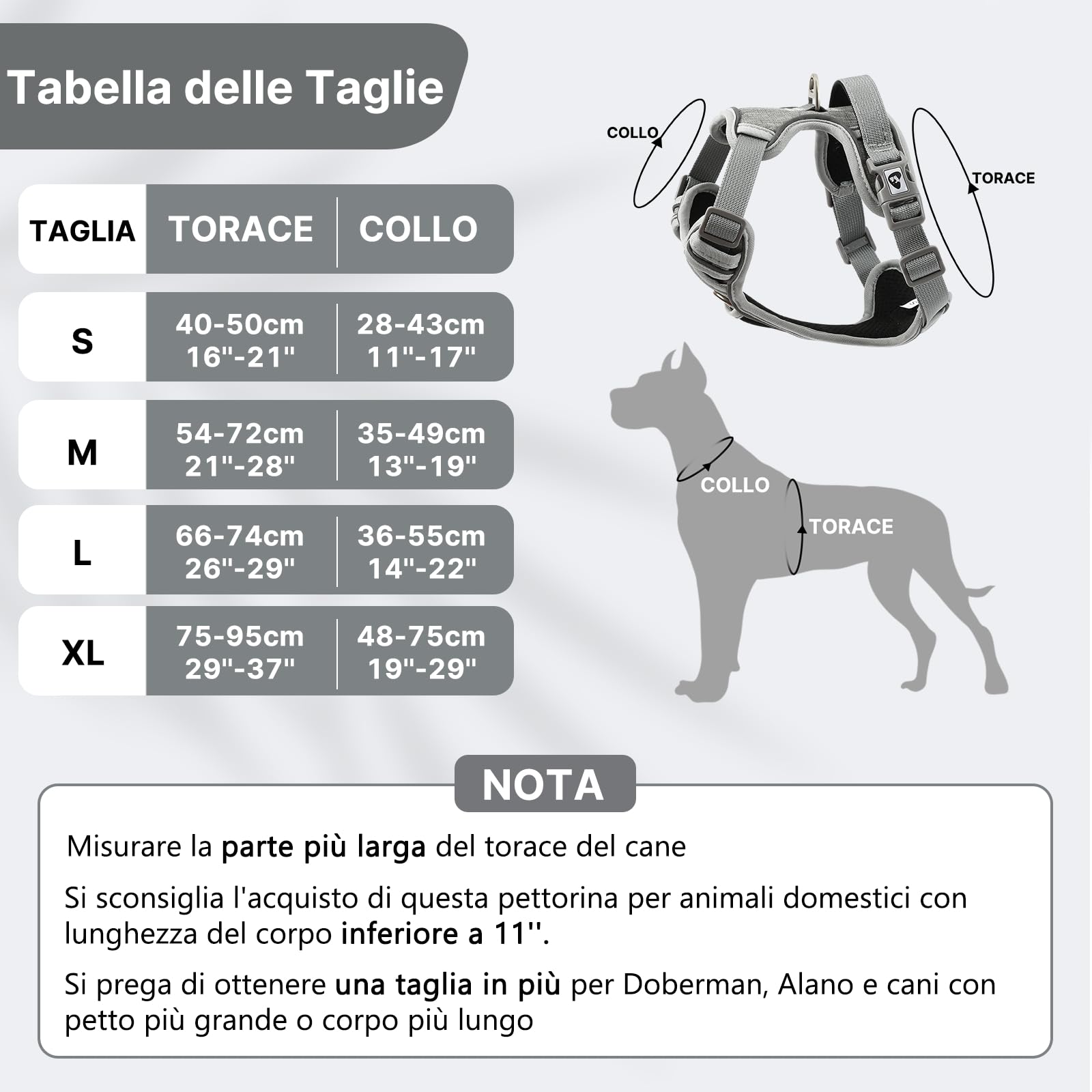 COMSLE Pettorina Cane Taglia Grande Media Piccola, Pettorina Cane ad h Riflettente, Pettorina Anti Tiro per Cani Regolabile con Doppio Anello, Imbracatura Cani Traspirante, Grigio, M