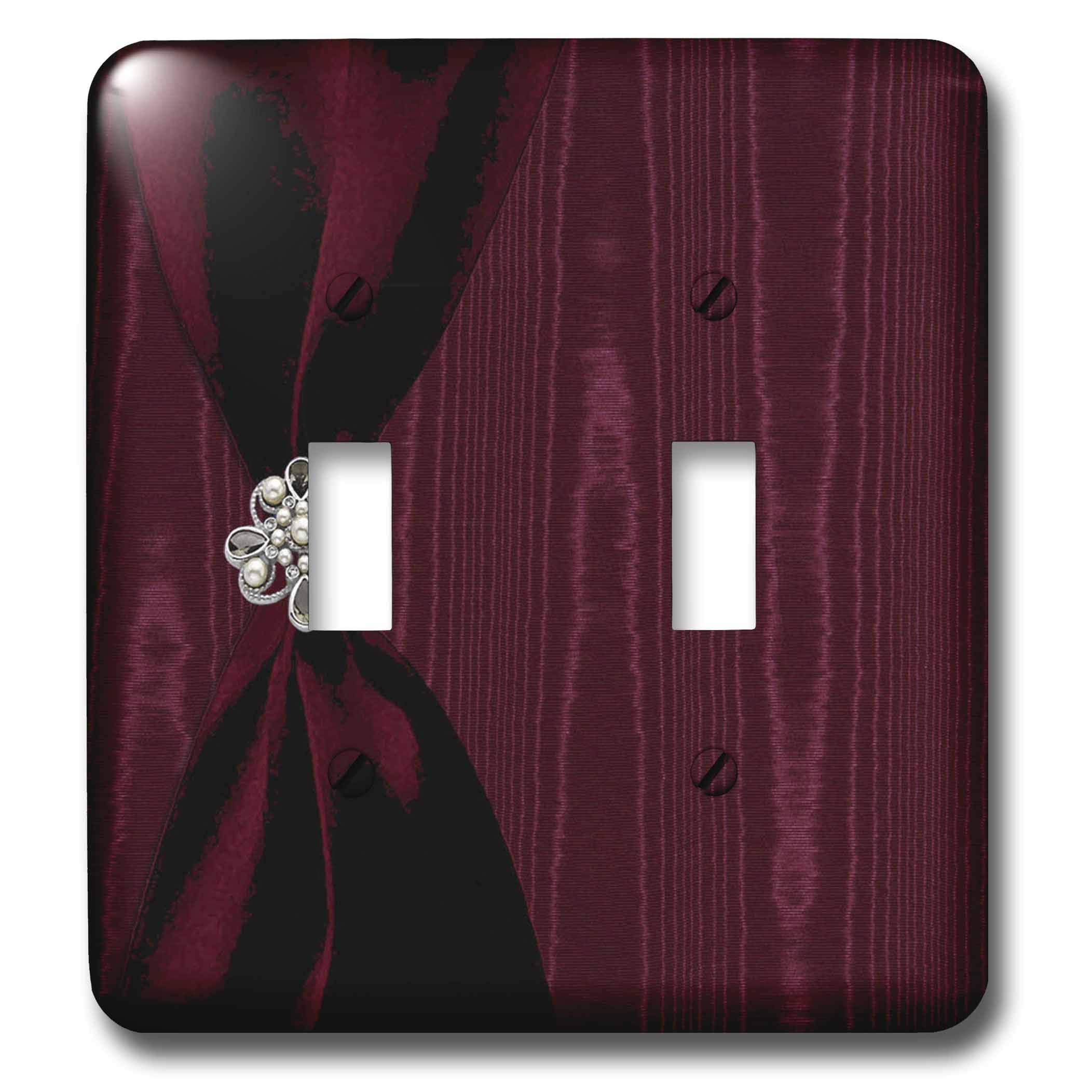 Interrupteur à bascule double joyau ruban satin rouge moire élégant pour décoration murale