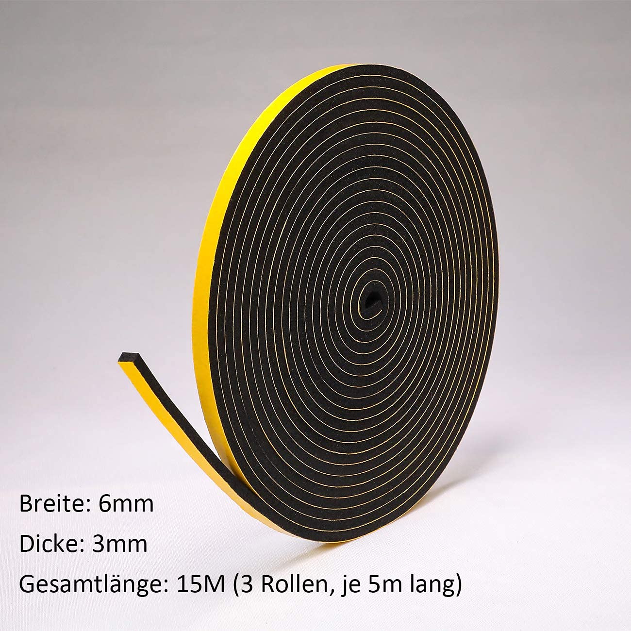 Lot De 3 Rouleaux De Ruban Adhésif En Mousse De 5 Mm D'épaisseur Pour Isolation Phonique, Absorption Des Chocs, Isolation Contre Les Intempéries, Joint De Porte Et Fenêtres, 5 Mm X 40