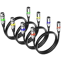 Vista 7 de MAD OWL Paquete de 4 cables DMX de 15 pies - Conector XLR macho hembra para micrófono o luces de escenario