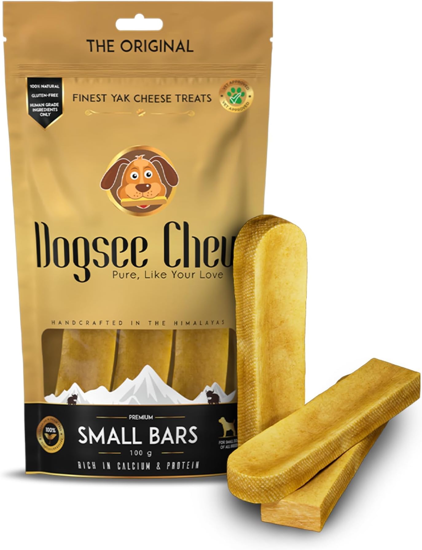 Chew Small Bars: Long-Lasting Dental Chews for Small Dogs, 100 g .100% Natural Yak Chews | Smoke Dried | Long Lasting | Helps Fight Plaque & Tartar | Promotes Healthy Immune System