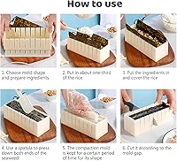 Vista 2 de HI NINGER Kit de fabricación de sushi edición de lujo con forma de corazón para sushi con 8 formas de molde de arroz para sushi, 1 tenedor, 1