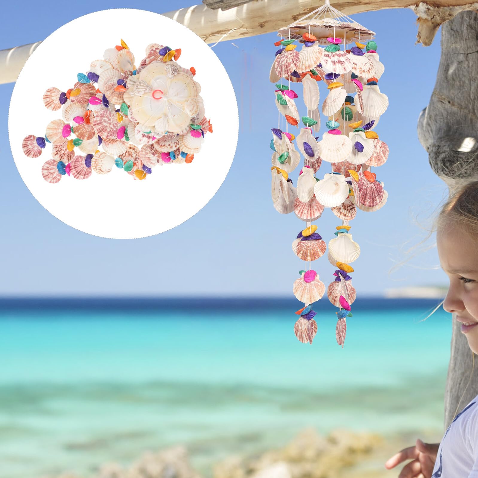 COLLBATH Windspiel mit aus Seeschnecke Natürlicher Muschel Elegantes Wirkung Klarem Klang Beruhigender als Dekoratives Hängeaccessoire und für Wohn und Außenbereich