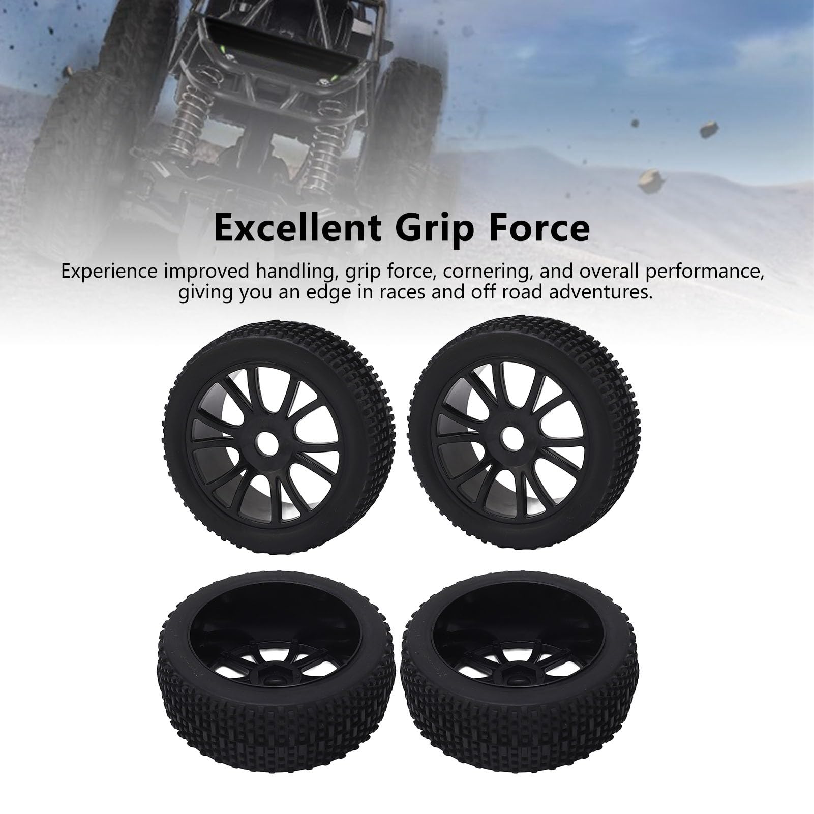 Dilwe Neumáticos de Goma RC 1/8, Alta Adherencia, RC de 4 Piezas con 12 Orificios para Coches RC y Modelos de Competición Dilwe Neumáticos de Goma RC 1/8, Alta Adherencia, RC de 4 Piezas con 12 Orificios para Coches RC y Modelos de Competición