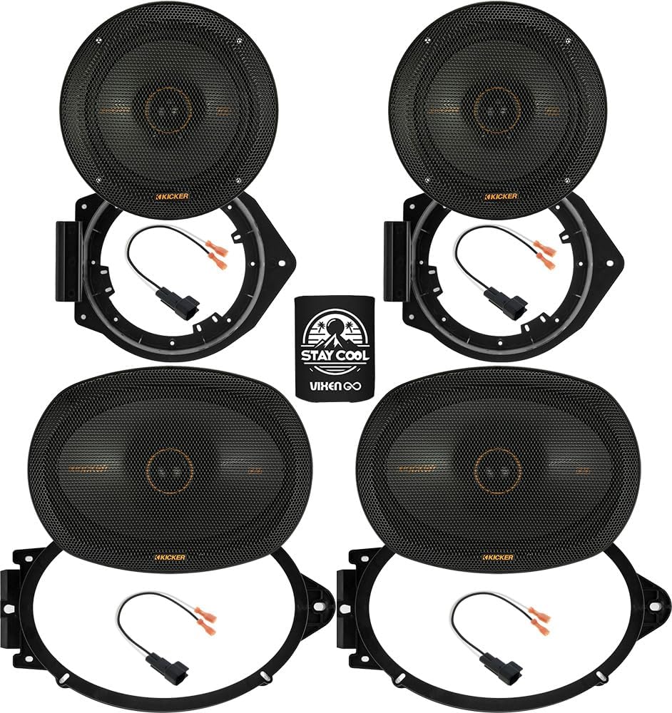 KICKER Speakers 6.5 & 6X9 inch for Chevrolet Malibu 2013-2024 Upgrade Kit - 2 Pairs of KS Series with Adapters and Harness, Car Audio Front Door & Rear Deck Speaker 51KSC6504 & 51KSC6904