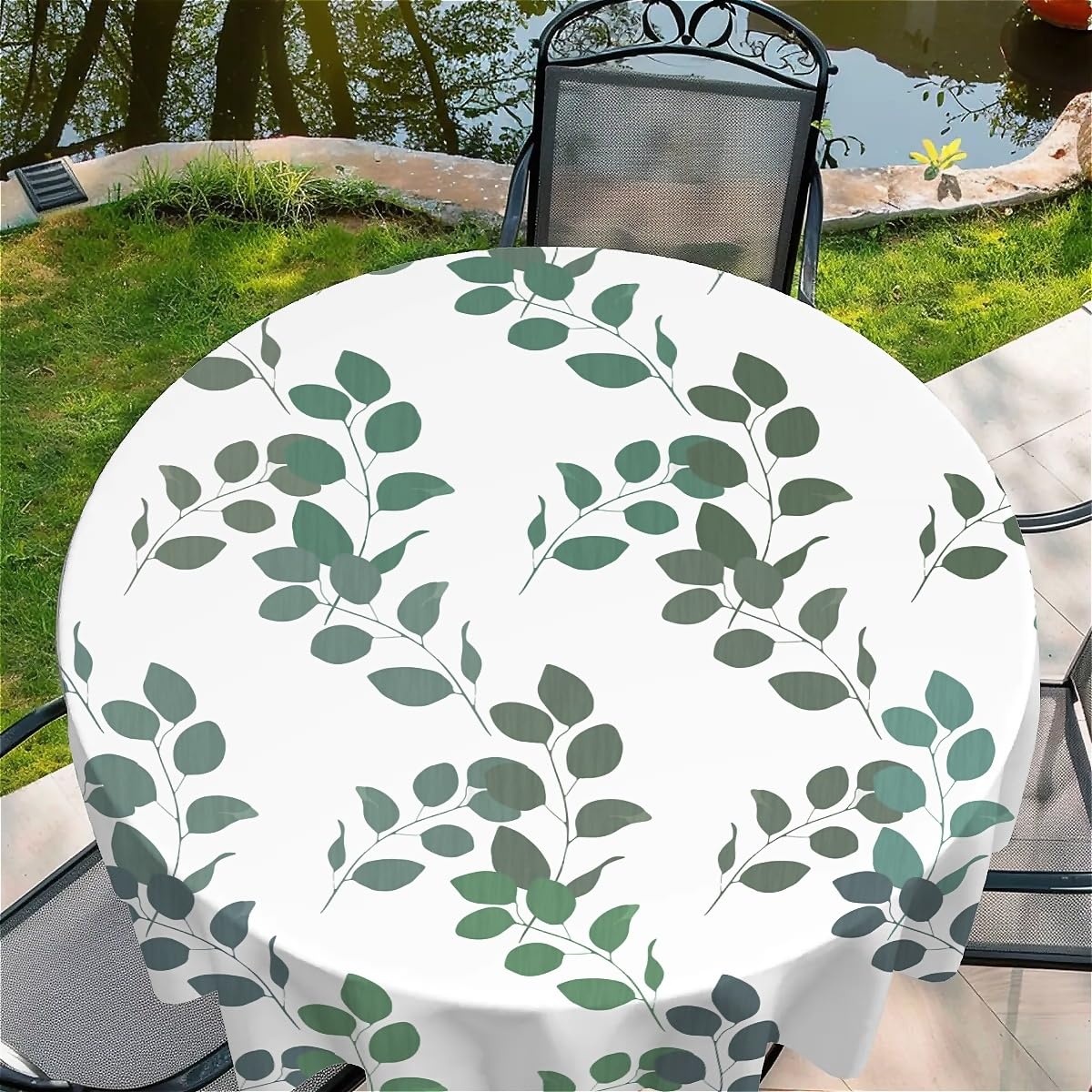Nappe Ronde 150x150cm Lavable Artslion - Motif Frais, Résistante Aux Intempéries Pour Jardin, Terrasse, Extérieur - 7
