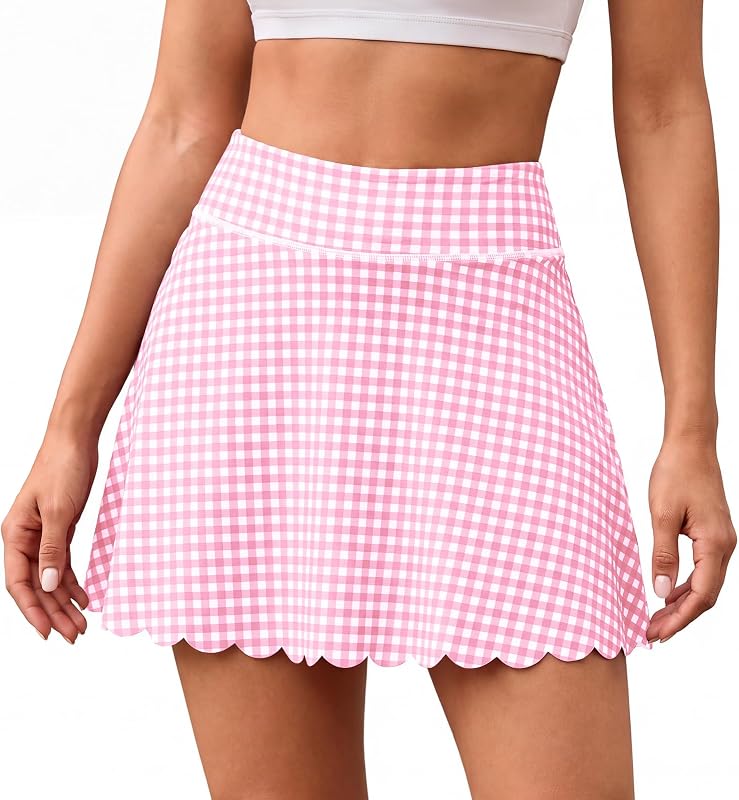 Aoysky Womens Plaid Tennis Skirt High Waist Athletic Skort with Pocket