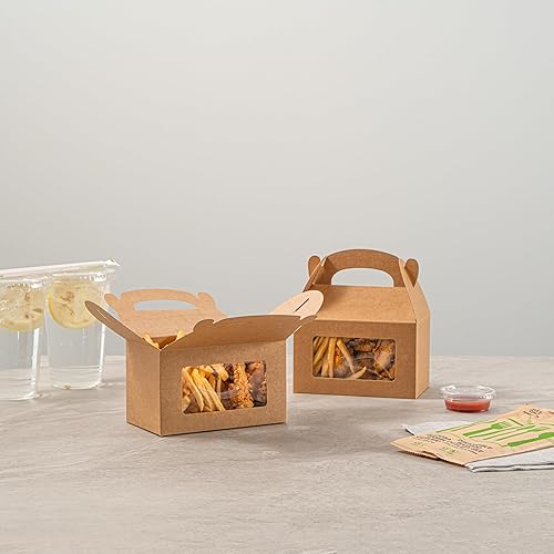 Miniatura 3 de Restaurantware Bio Tek - Cajas a dos aguas de 6 x 3.5 x 3.5 pulgadas para recuerdos de fiesta, 100 cajas de granero duraderas  Ventana de PET