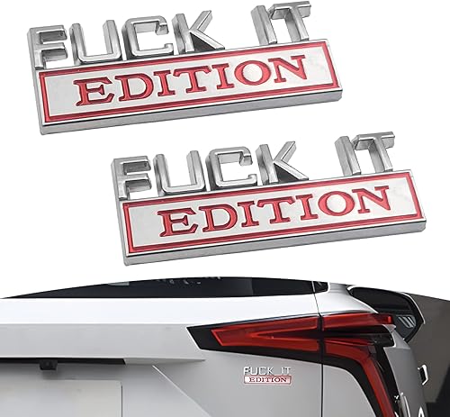 Miniatura 1 de 2 calcomanías de repuesto para emblema de automóvil, edición Fuck-IT, letras 3D de material metálico, calcomanías de repuesto para emblema de