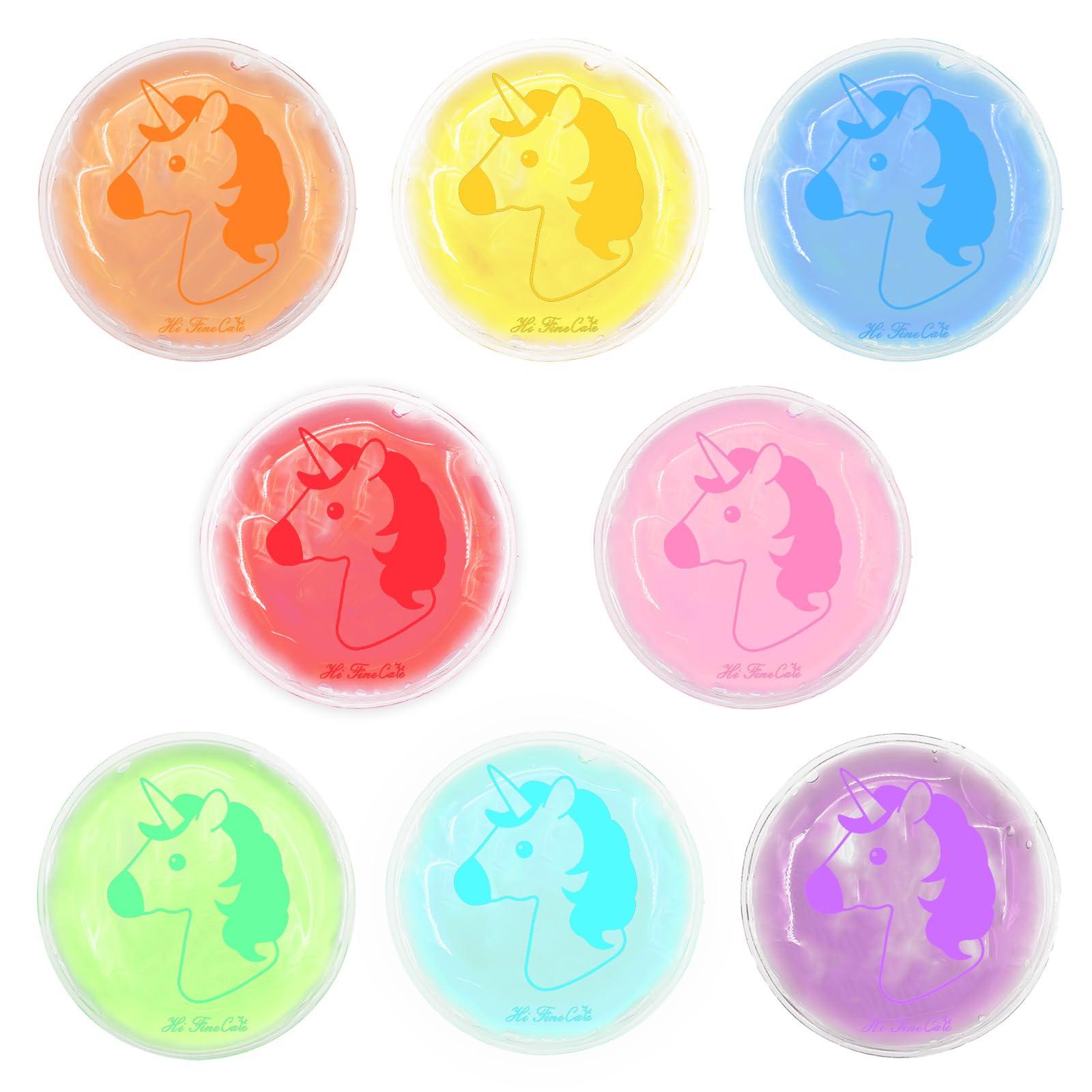 Boo Boo Ice Packs - 8 Small Gel Cold Compress Packs with Unicorn Cartoon Design, Instant Pain Relief for Injuries, Teething, Bumps & Bruises -