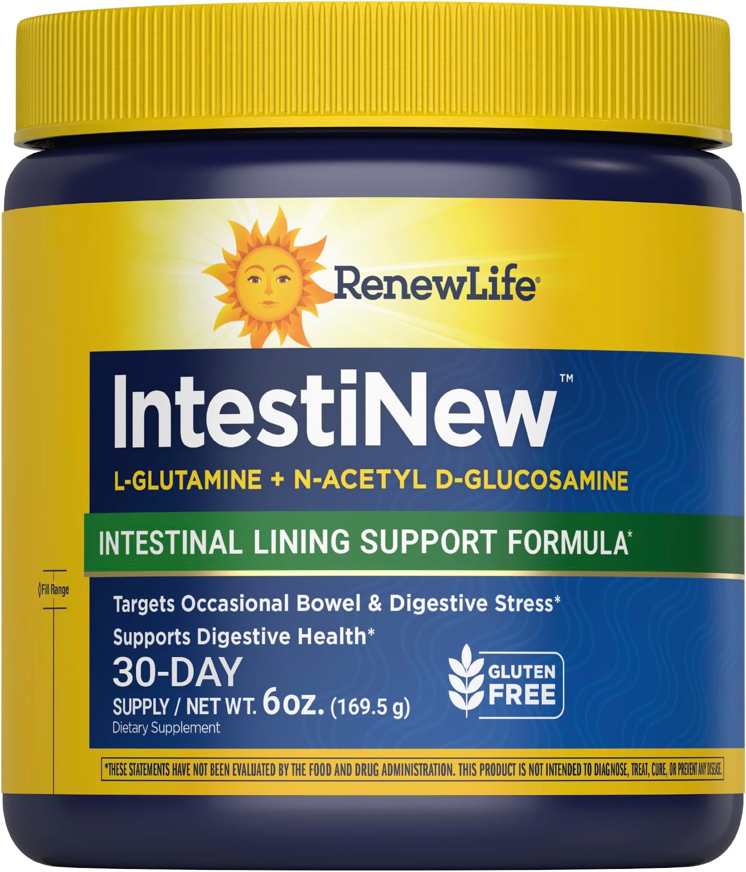 Renew Life IntestiNew Intestinal Lining Support Formula, Powder Supplement Supports Digestive Health, L-Glutamine, Dairy, Soy and gluten-free, 5.7 oz.