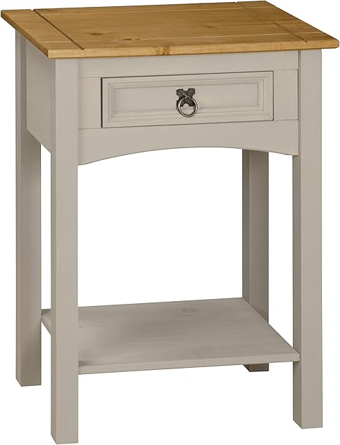 Corona Console Table Pine Grey Wax 1 Drawer Solid Wood Side Table