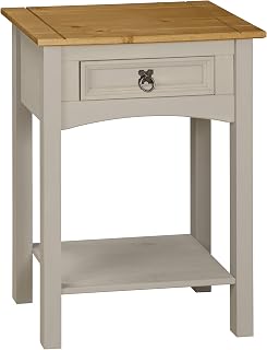 Corona Console Table Pine Grey Wax 1 Drawer Solid Wood Side Table