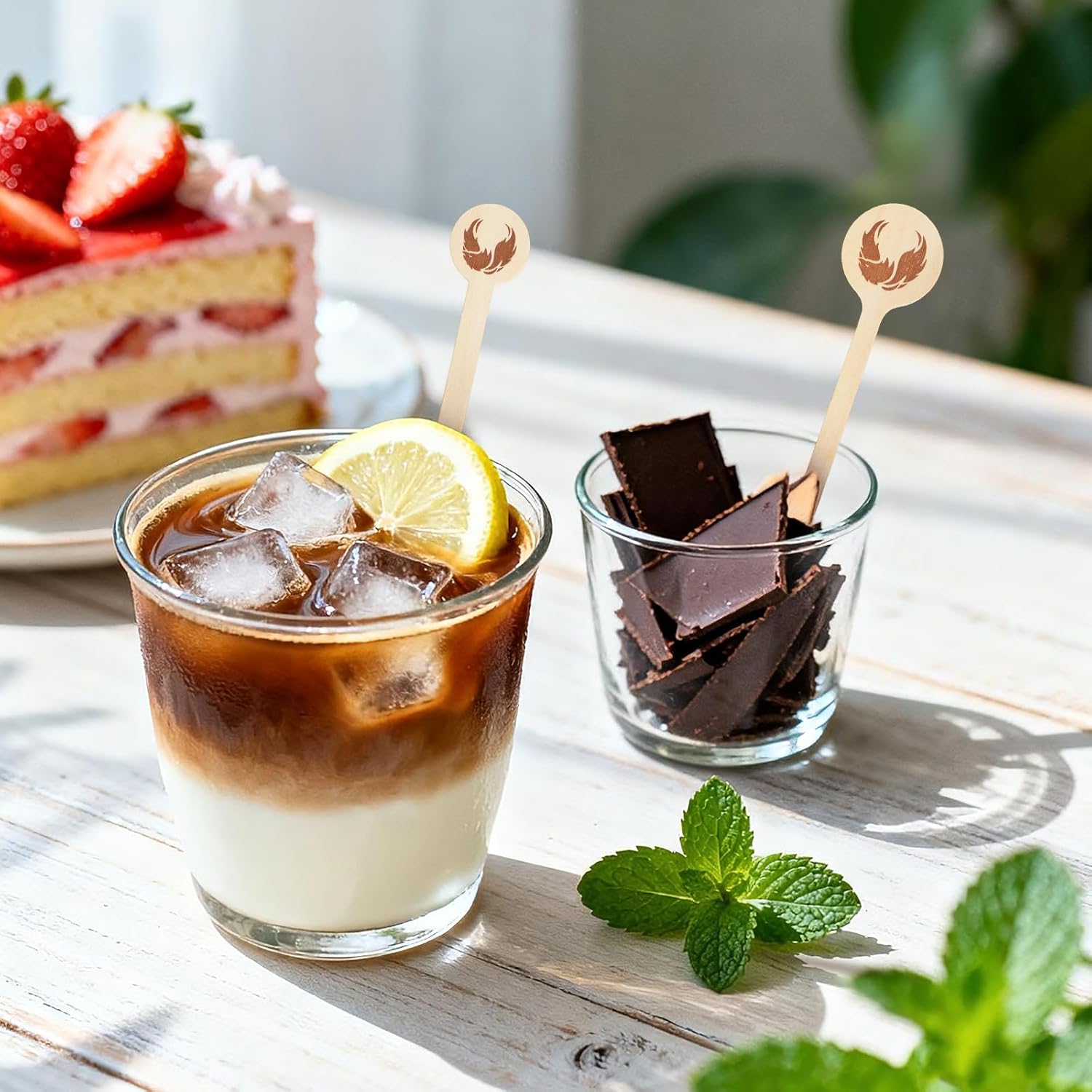 200Pcs Coffee Stirrers- 7.1 Inch Coffee Stir Sticks, Natural Wooden Coffee Stirrers With Round Ends, Disposable Biodegradable Cafe Grade Wood Beverage Mixer for Coffee Cocktails Milk Tea - Image 2