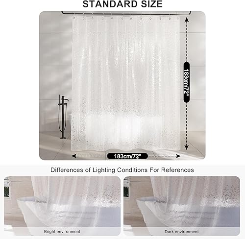 Miniatura 5 de AmazerBath Forro de cortina de ducha resistente, cortina de ducha 100% EVA transparente y forro 2 en 1, 72 x 72 pulgadas, forro de ducha de plástico