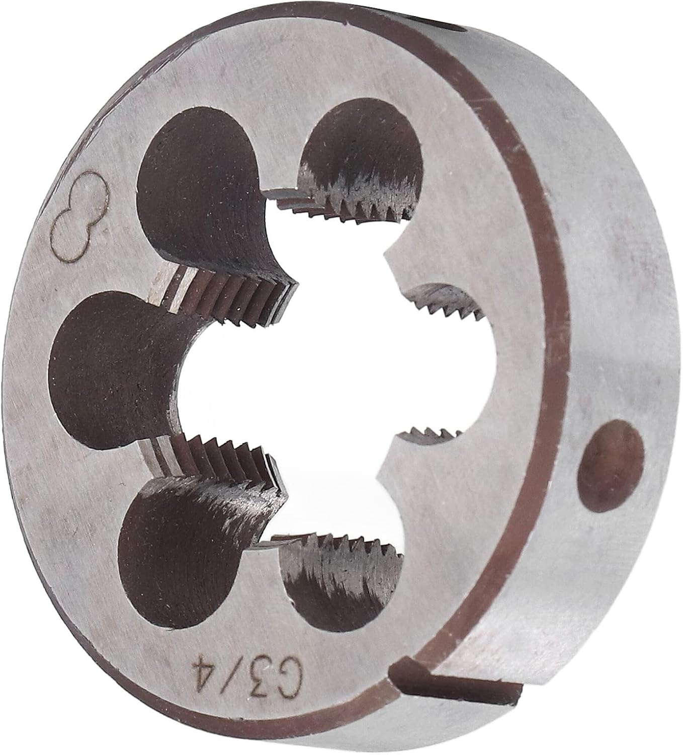 FLEXMAN G3/4 Pipe Die, 0.63in Thickness High Accuracy Alloy Steel Round Cylindrical Straight Screw Thread Die with 6 Chip Removal Holes