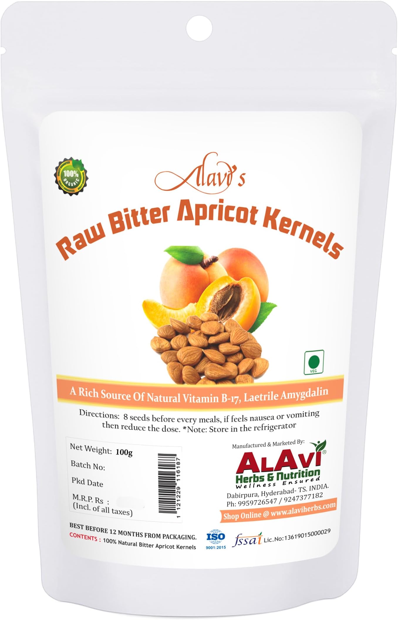 Alavi Raw Bitter Apricot Kernels - 100grams