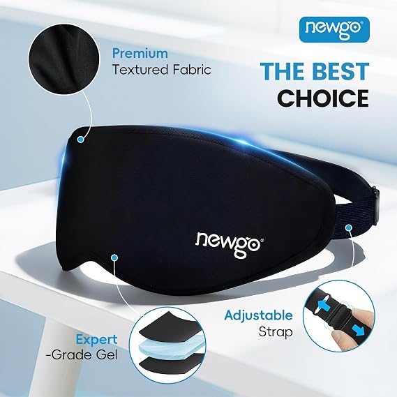 NEWGO 3D Cooling Eye Mask, Weighted Eye Mask for Sleeping, Black