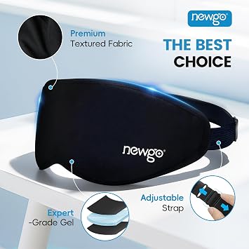 NEWGO 3D Cooling Eye Mask, Weighted Eye Mask for Sleeping, Black