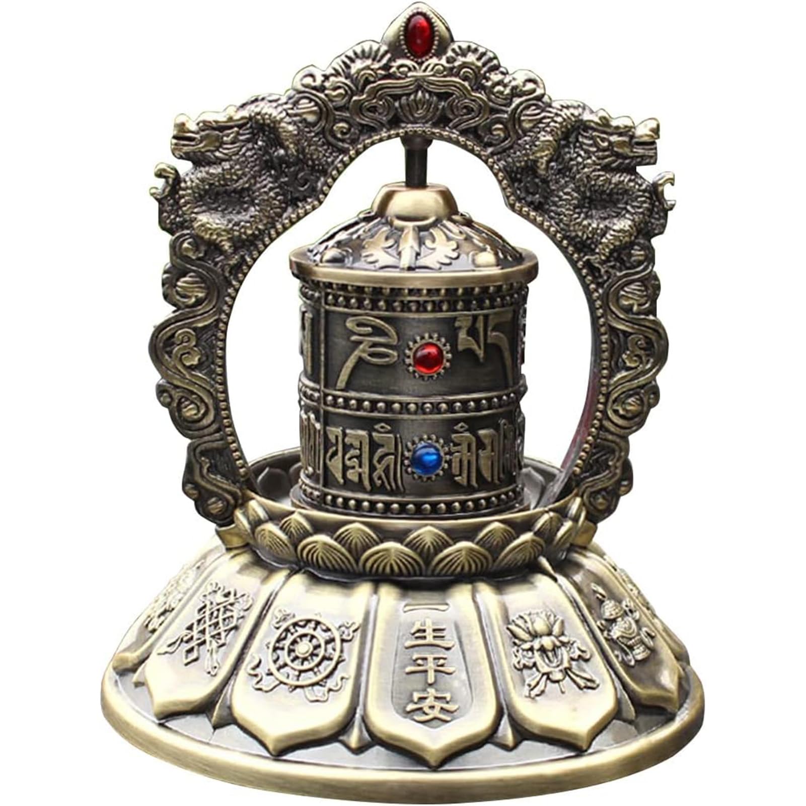 Vassbkkdy Premium Tibetan Prayer Wheel, Car Desktop Spinning Prayer Wheel Silent Buddhist Prayer Wheel, Solar Powered/Battery Powered, For Meditation/Yoga