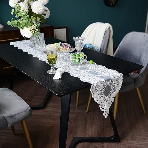 Miniatura 8 de SUTAVIA Camino de mesa de patio bordado, pañuelo clásico rectangular de macramé, para cocina, comedor, mesa de café, banquete de boda y decoración