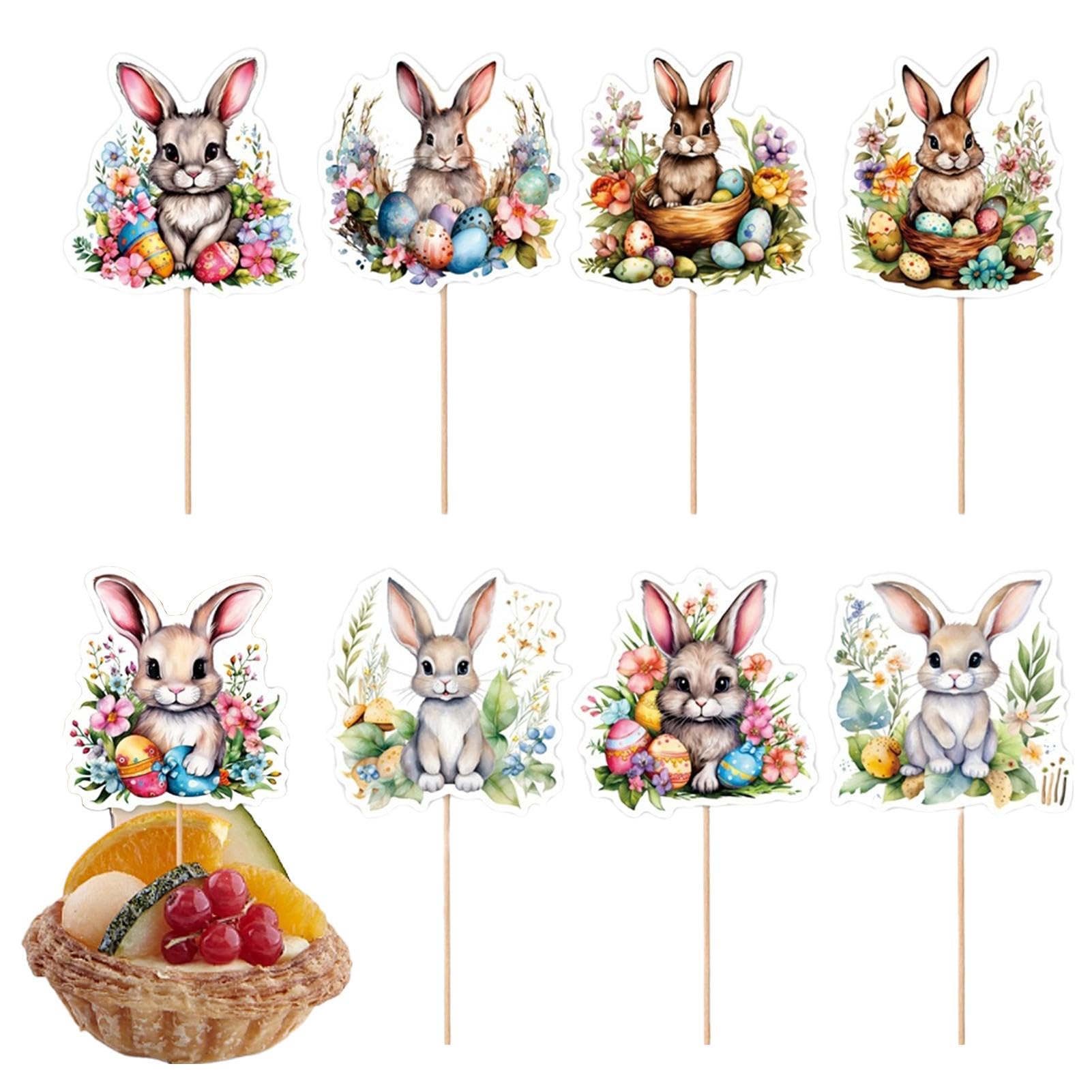24-teilige Oster-Cupcake-Topper – Hasen & Eier Glitzer-Deko Für Frühlingsparty & Kuchen