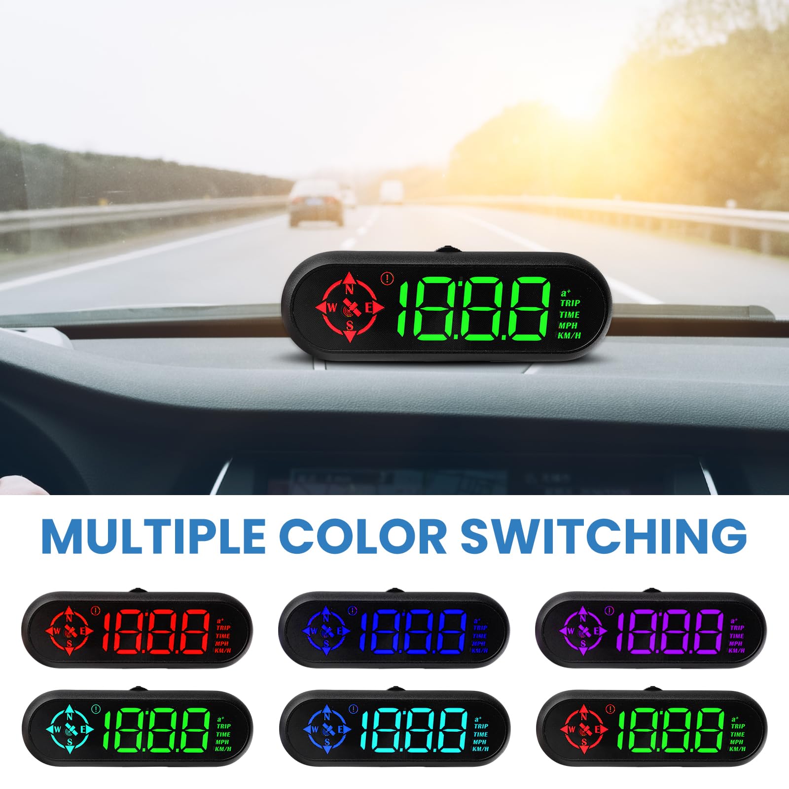 Schermo testa alta: HUD auto, tachimetro GPS, tachimetro digitale universale con installazione Plug & Play, funzionamento USB, flash automatico per tutti i veicoli