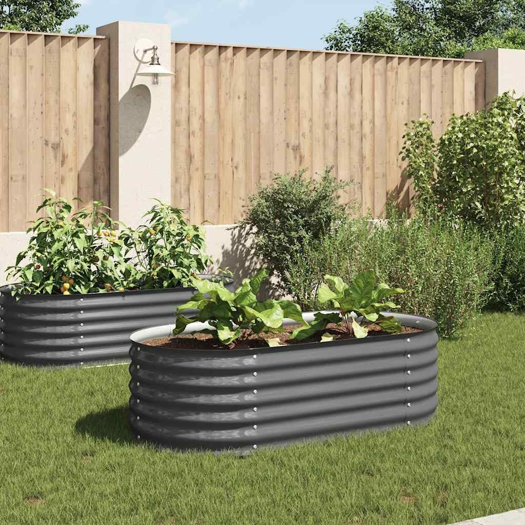 vidaXL Letto Rialzato da Giardino 160x80x44cm Acciaio Zincato Grigio Fioriera