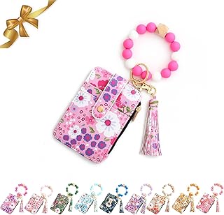 Women's Boho Style Beaded & Tassel Decorated Keychain with Flower Pattern Wallet,Suitable for young artists who pursue unique handicrafts