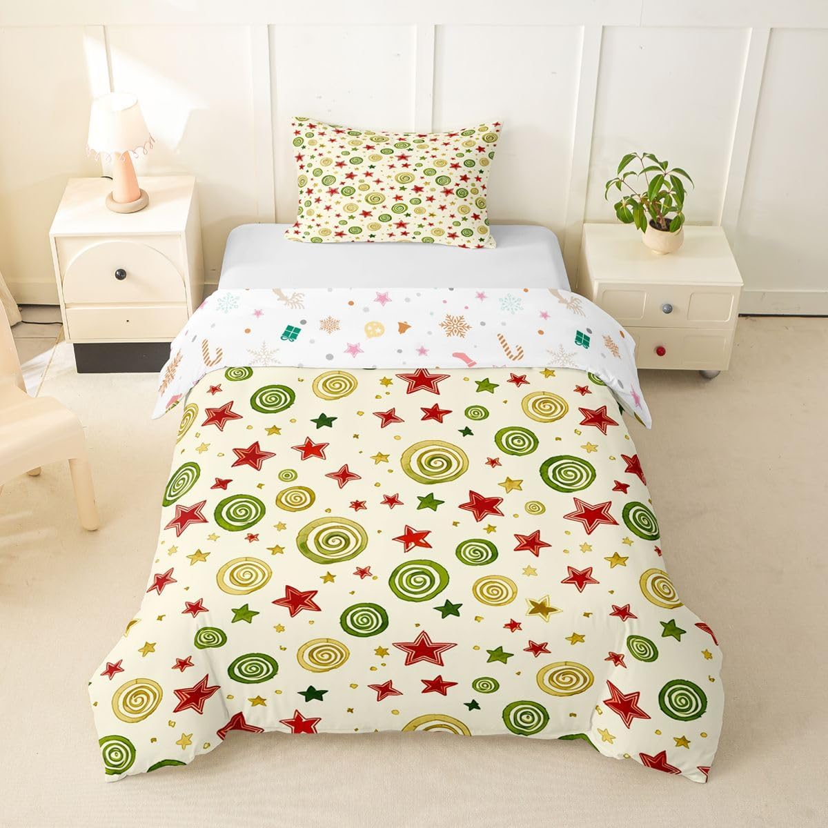 Manfei Star Swirl Pattern Girls Bedding Set Twin Size