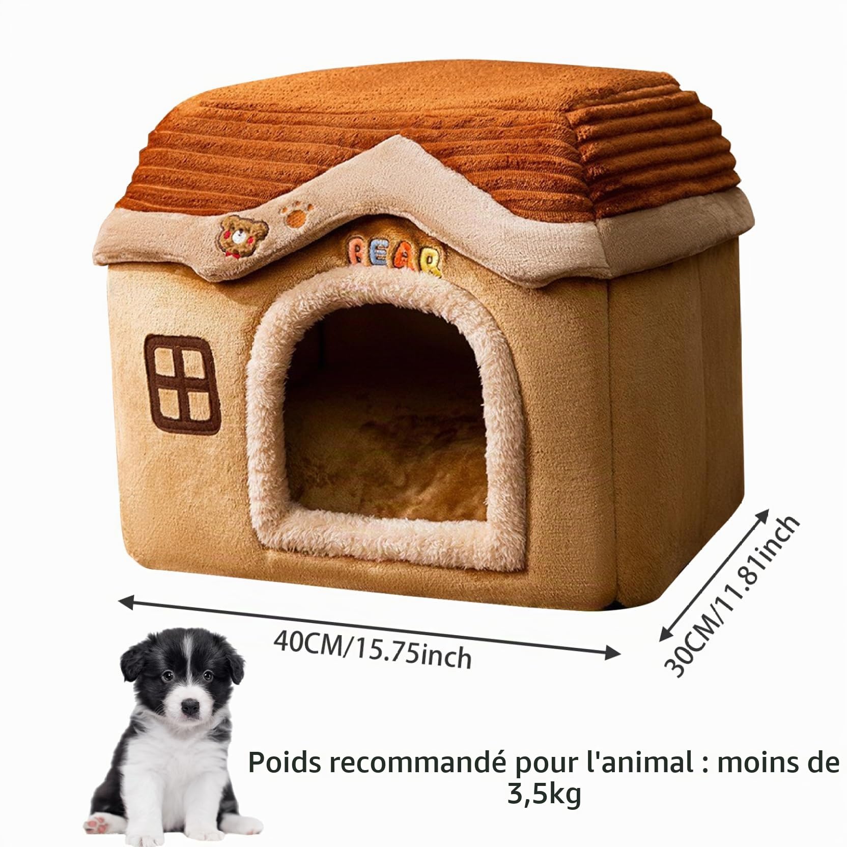 1pc Chien Maison intérieure Chaude détachable Petite Maison de Chien 15,8x11.8x12,6 Pouce Grand château de Chien Espace Cave Lavable pour Chiens lavables pour Les Petits et Moyens Chiens s