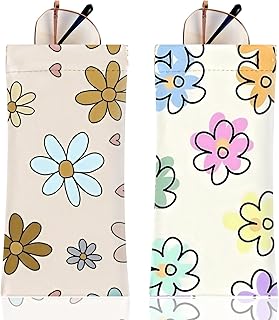 Anikathy 2Pcs Sunglass Eyeglass Glasses Case Soft PU Leather with Cleaning Cloth Portable Glasses Pouch Bag for Men Women