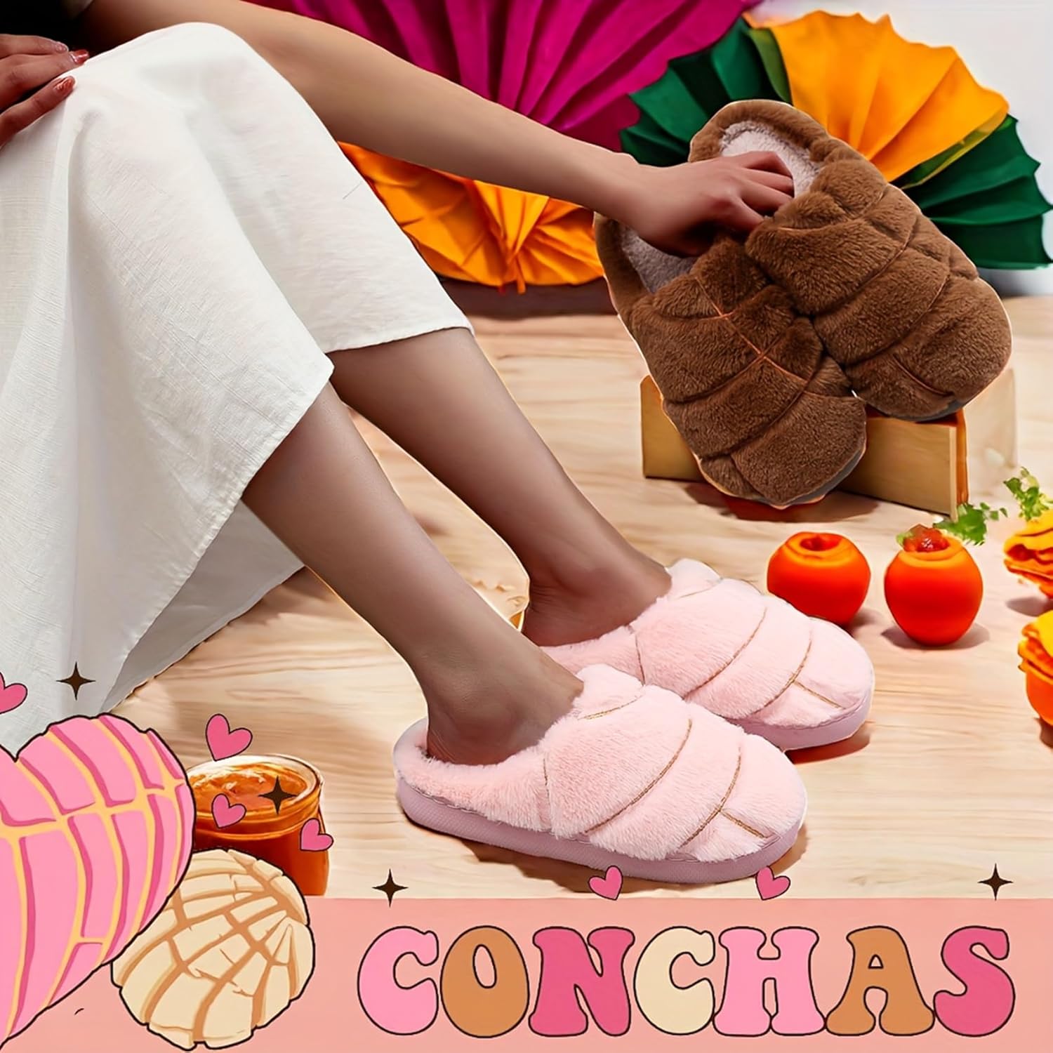 Womens Mens Solid Color Slippers Memory Foam Plush Concha Slippers Lining Warm Soft Cozy Home Slipper Outdoor Indoor House Shoes - Image 5