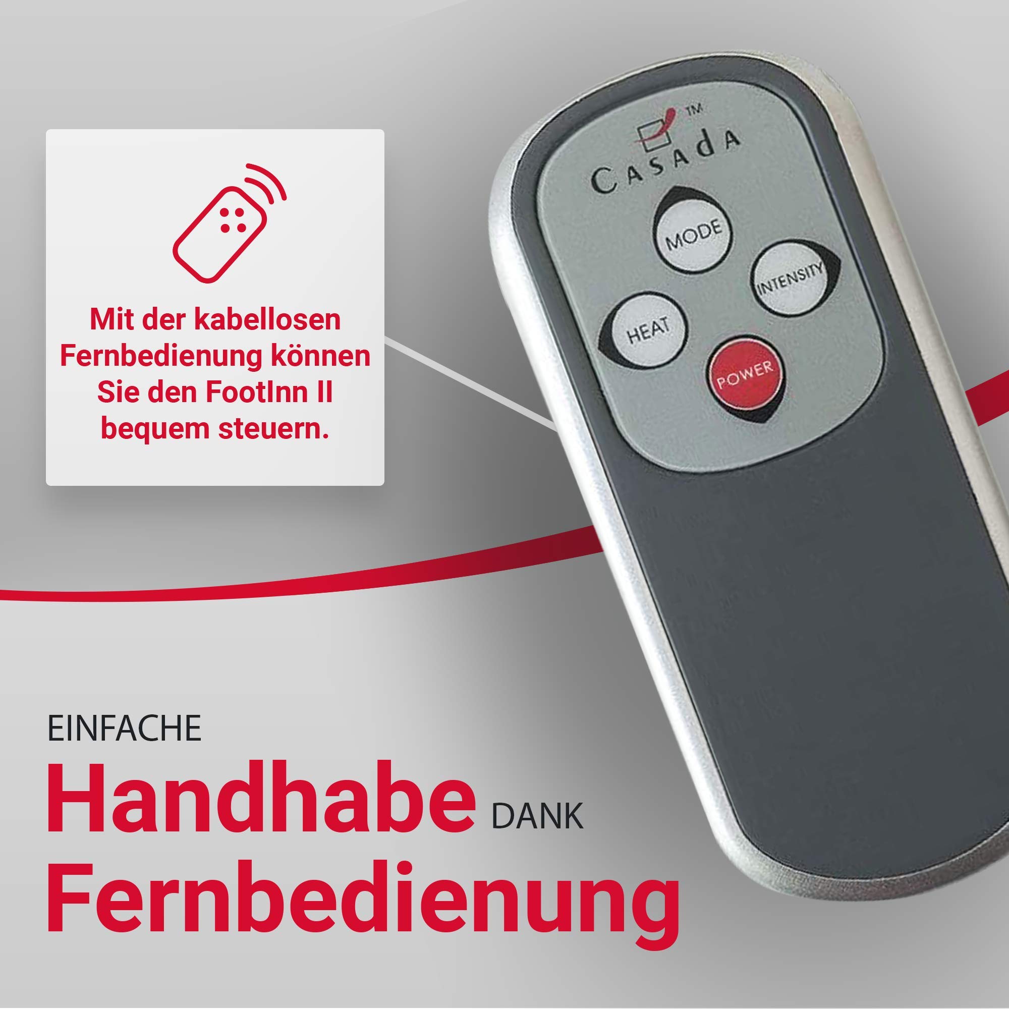 Casada FootInn II Fußmassagegerät mit Wärme, Airbags und Massagerollern, entspannende Fußmassage bis an die Fersen, inklusive Fernbedienung