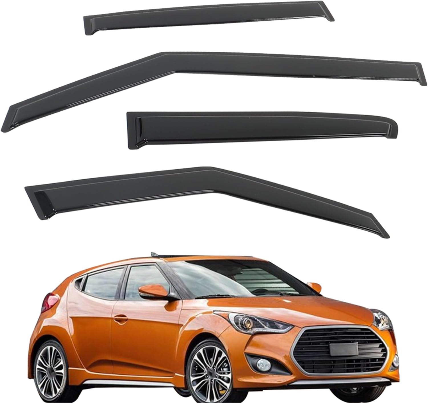 4 Pieces Window Visors Vent Rain Guards Replacement for Veloster 2011 2012 2013 2014 2015 2016 2017
