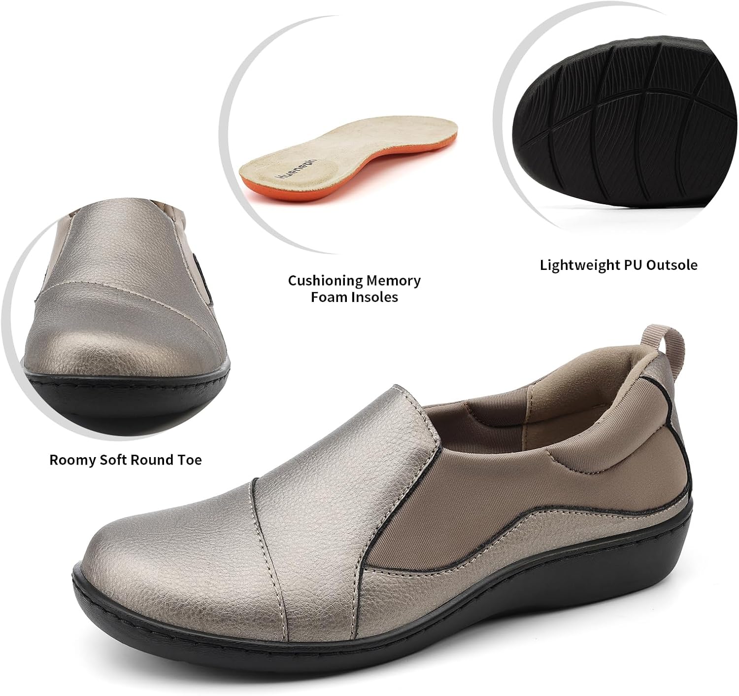 Women's Comfort Leather Loafers Cute Casual Slip On Lightweight Walking Flats Everyday Work Shoes - Image 5