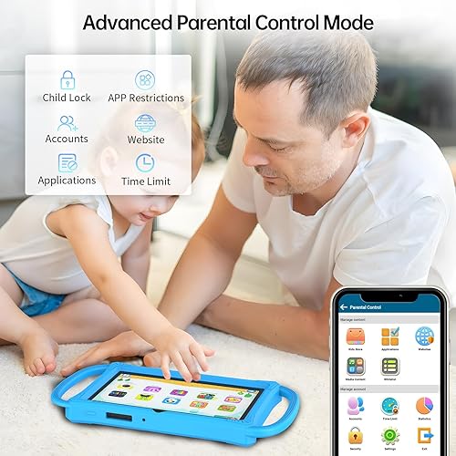 Miniatura 4 de PRITOM Tabletas para niños de 7 pulgadas, 32 GB, tamaño perfecto para tableta infantil con funda sin cremallera, WiFi, cámara dual, educación,