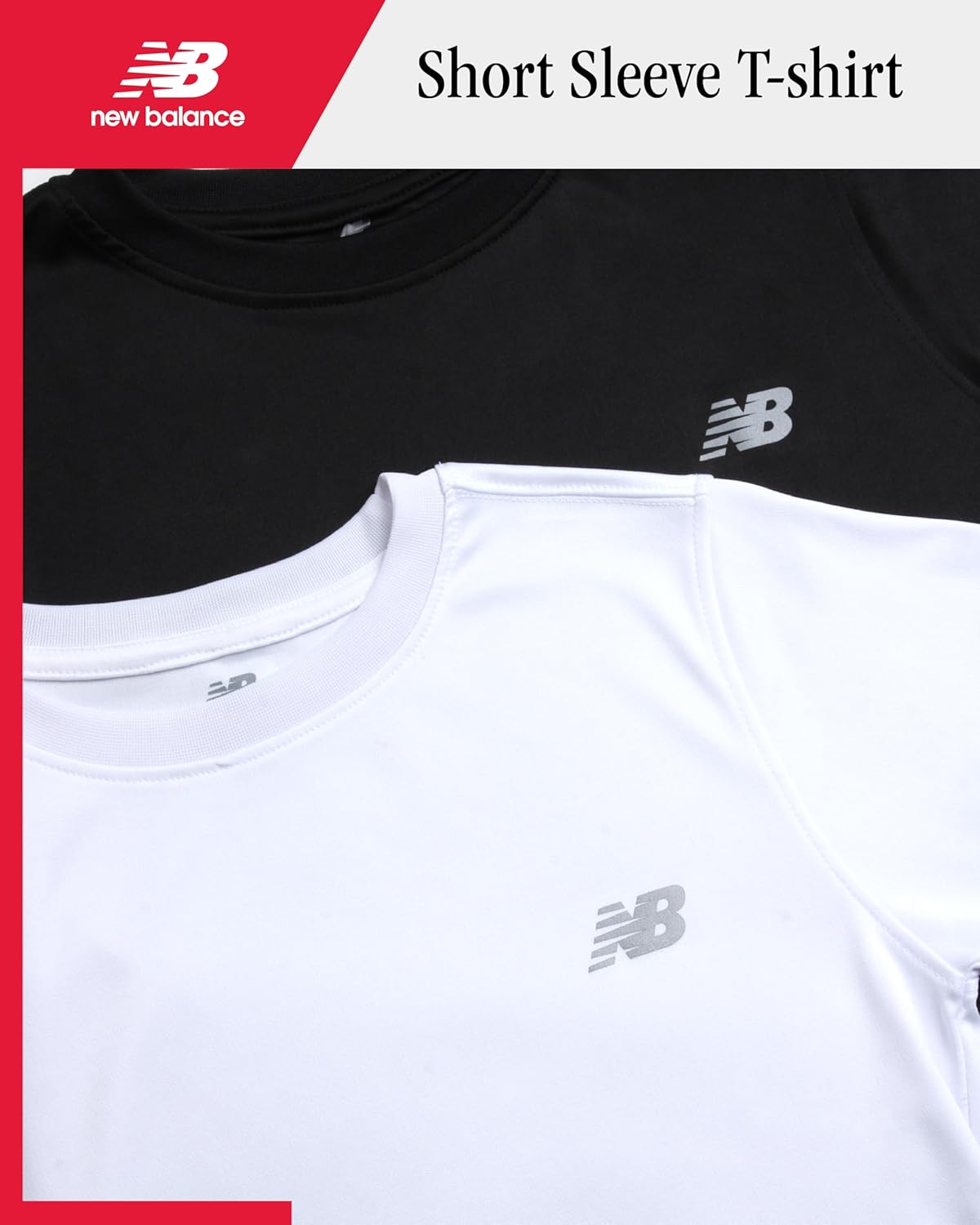 New Balance Boys Tshirts - 2 Pack Crewneck Short Sleeve Boys Athletic Shirts Dry Fit Kids Activewear (Sizes: 8-20) - Image 3