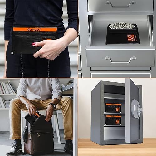 Miniatura 6 de Bolsa pequeña ignífuga para dinero en efectivo (9.5 x 5.8 pulgadas), juego de bolsas ignífugas mejorada de 4200F para objetos de valor, pasaporte,