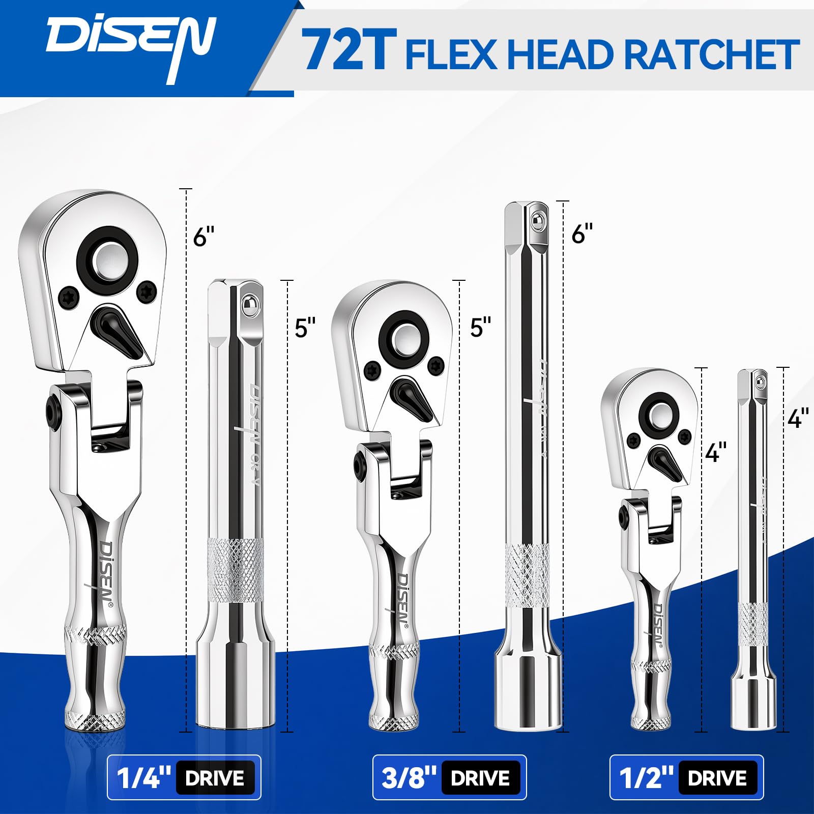 DISEN 6-Piece Stubby Ratchet Set - Compact & Powerful -2