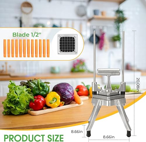 Miniatura 2 de Picador comercial de verduras Cortador de acero inoxidable resistente para cebollas, frutas, verduras ideal para freír a la francesa, tomate,