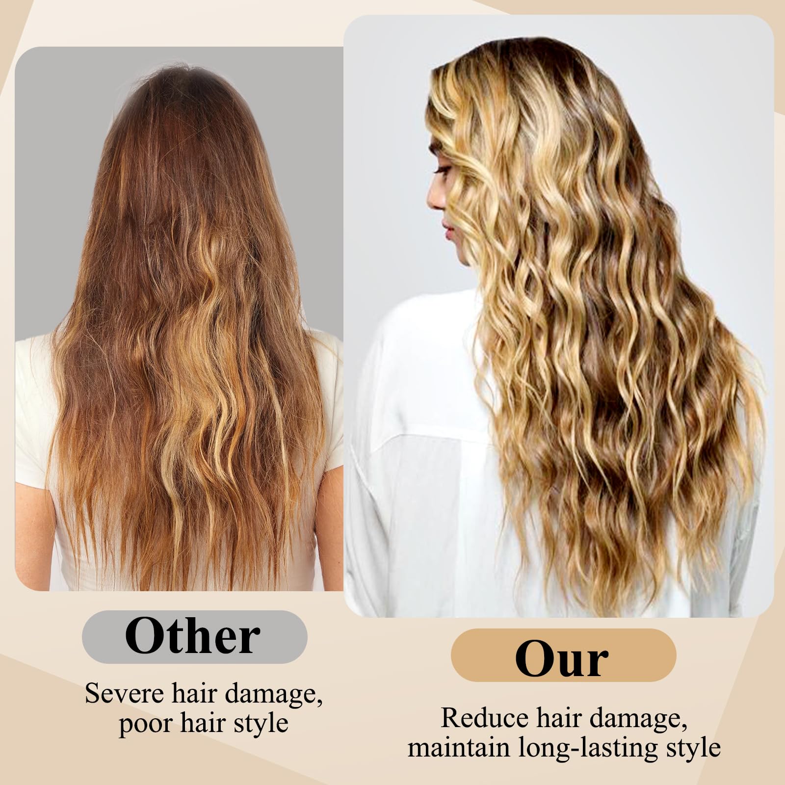 2 Fässer Meerjungfrau Welleneisen für Haare: 32mm Welleneisen Lockenstab, Beach Waves Lockenstab mit 4 Einstellbaren Temperaturen, Hitzeschutz & Reisesicherung | Locken für alle Haartypen