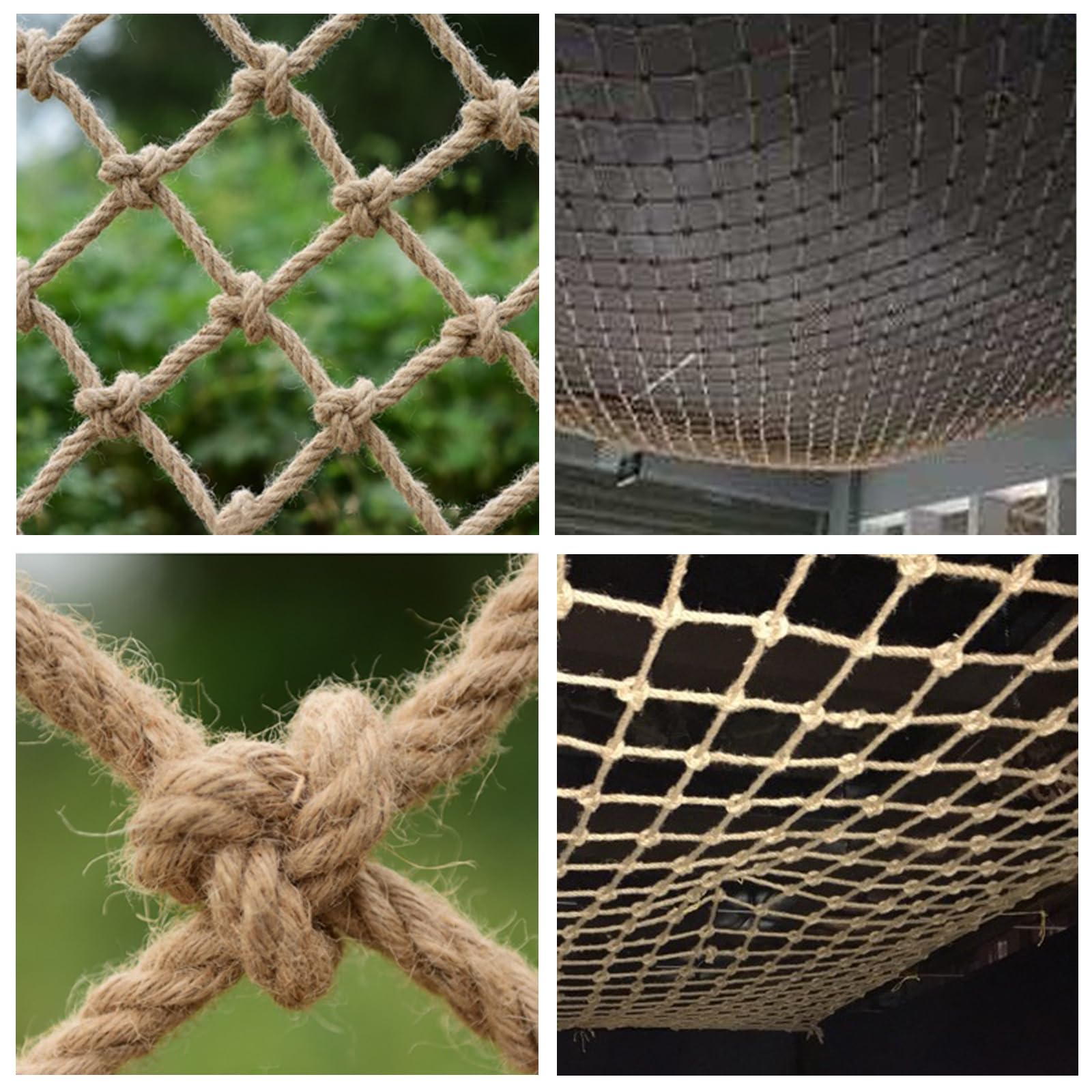 Jute-Pflanzenstütznetz – Gartenzaungitter für Spielplatz und Außenbereich (2 m x 5 m, 12 mm Seil, 12 cm Masche) – und umweltfreundlich