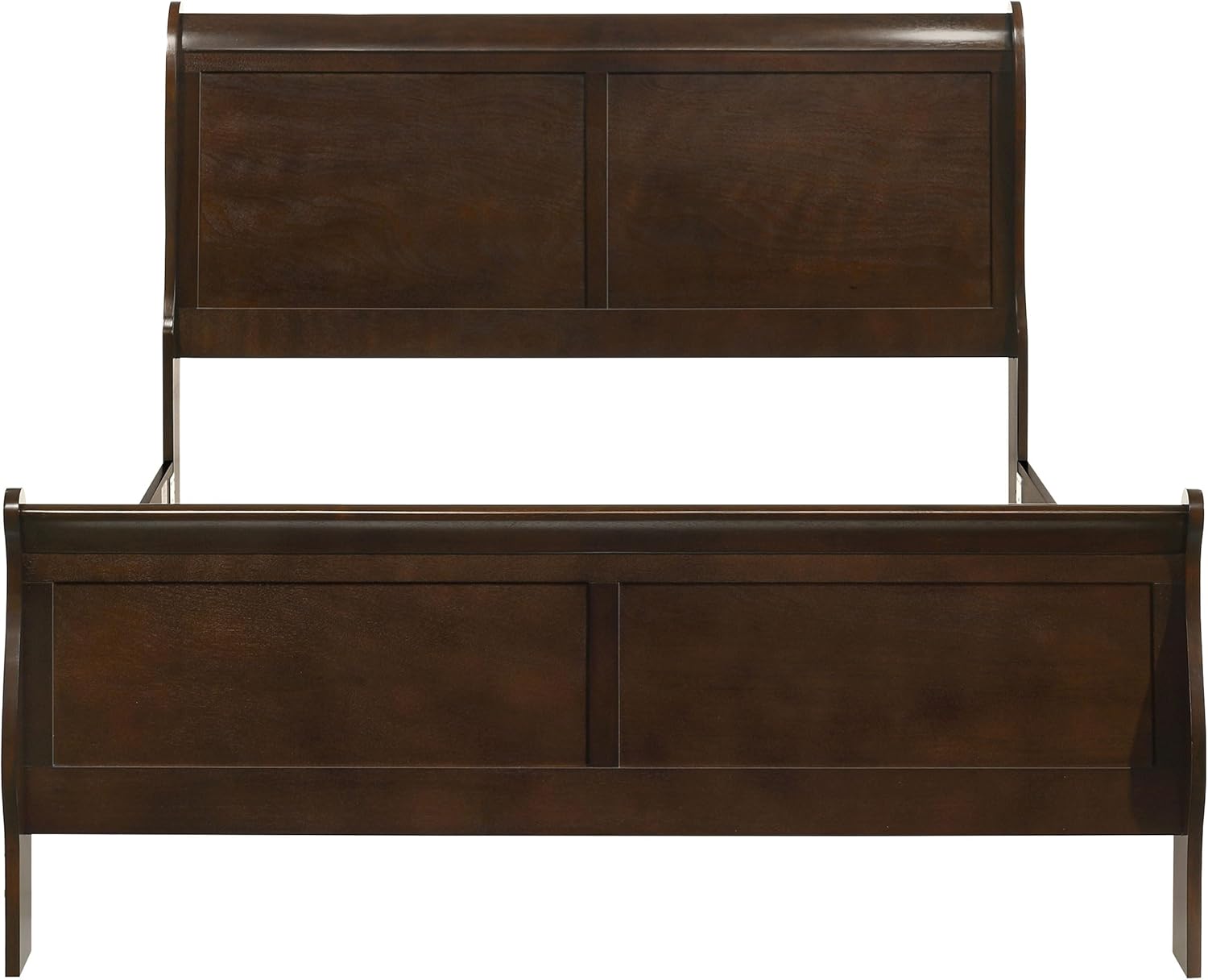 Coaster Home Furnishings - Louis Philippe - Wood - Queen Sleigh Bed with Curved Details, Slim Legs, Traditional Style, Geometric Form - Bedroom - Cappuccino - 202411Q