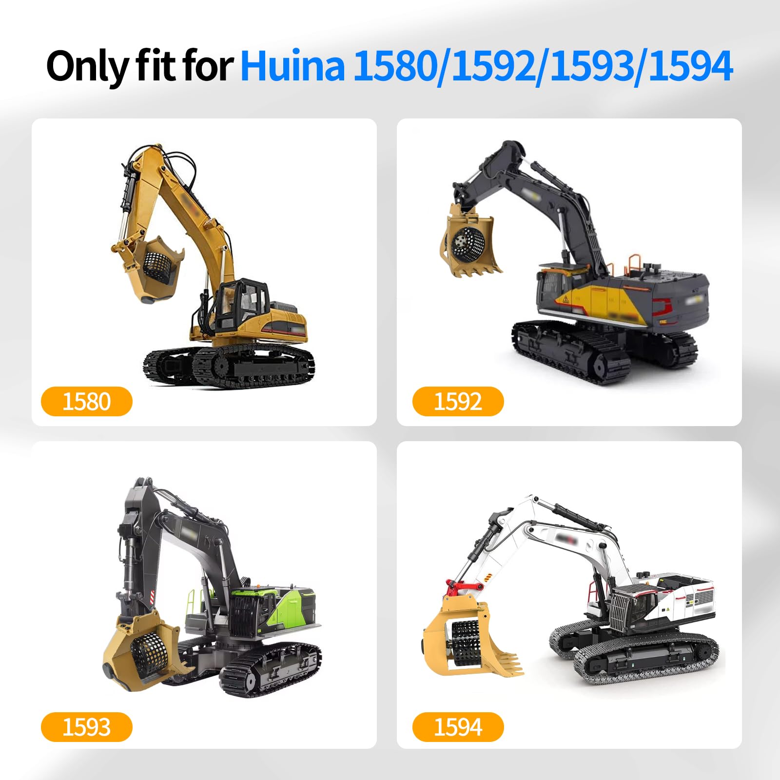 JOYSOG RC Bucket for Huina 1580/1592/1593/1594 Metal Simulation Digging Bucket Electric Rotary Screen Bucket Accessories - Image 2