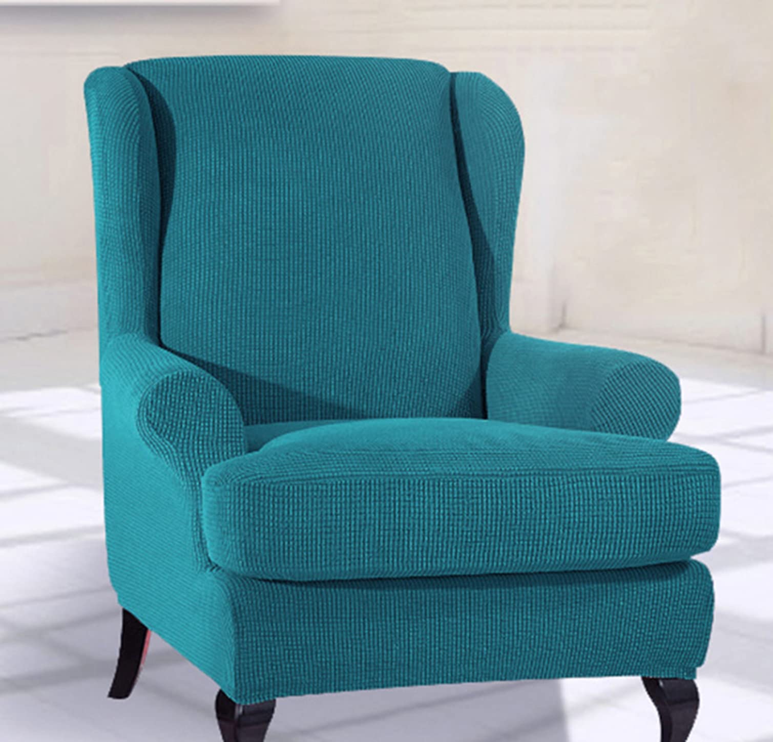 Funda impermeable para sillón orejero jacquard antimanchas con elástico