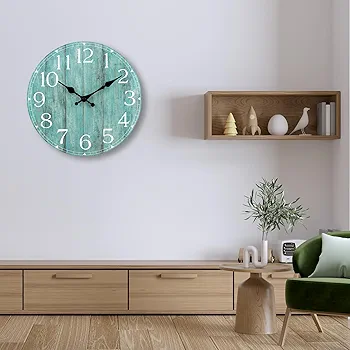 Topkey Wall Clock 12" Silent Non Ticking Decorative Modern Wall Clock For Living Room, Bedroom And Kitchen - Green